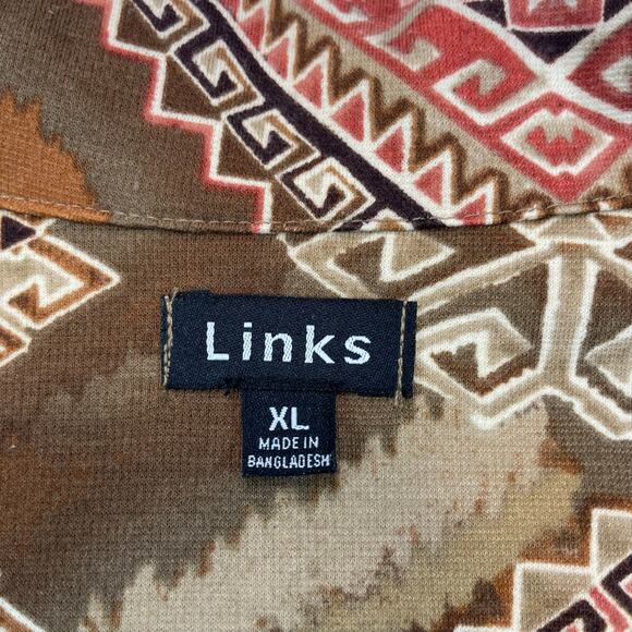 Links Southwest Aztec Jacket Women's XL Brown Full Zip Cardigan Boho Red Gold - Picture 4 of 8